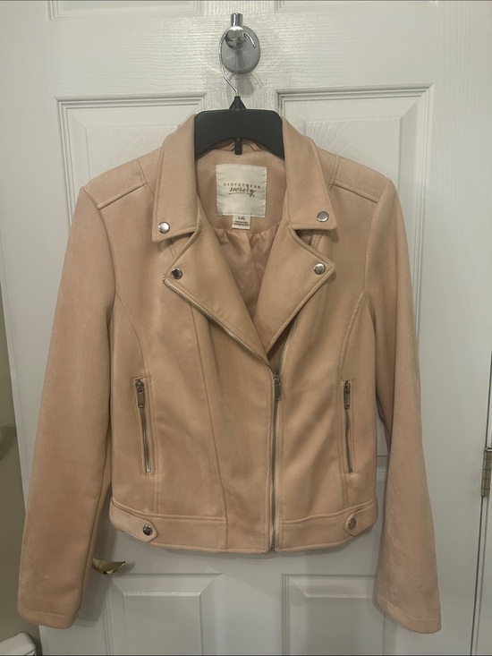 Laundry By Shelli Segal Jackets & Blazers - laundry By Shelli Segal Blush Suede Moto Jacket